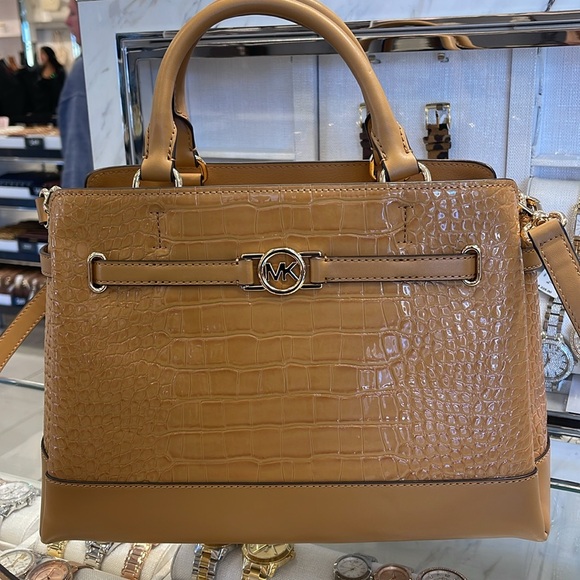 MICHAEL KORS
Reed Large Leather Belted Satchel Crossbody CZ Purse 
Crocodile - Picture 2 of 16